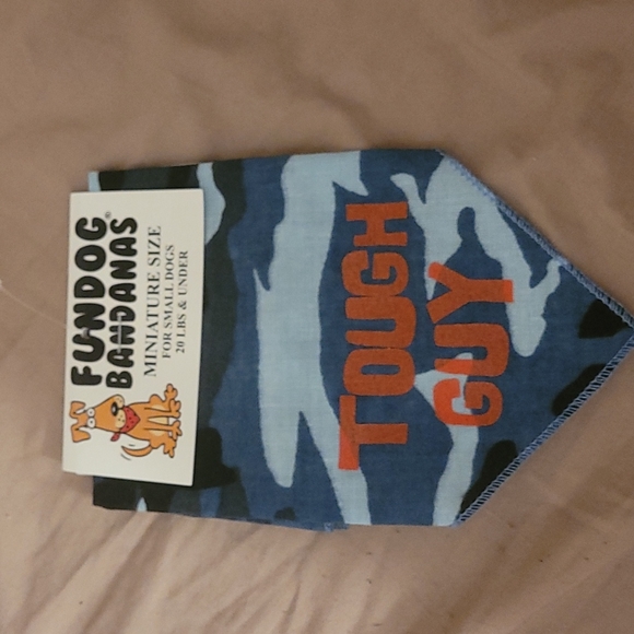 5/$25 blue army Print boy dog bandana mini/small size says "tough guy" - Picture 2 of 4